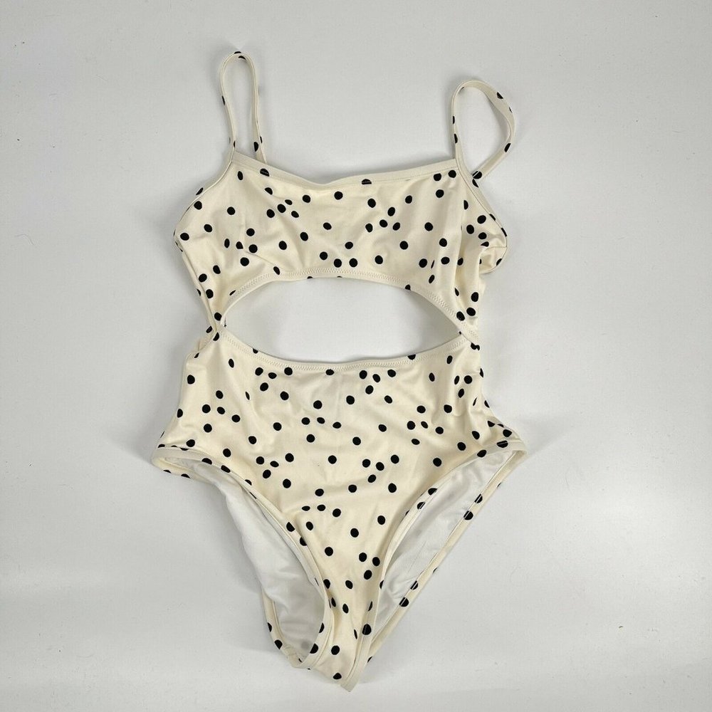 Madewell Polka Dot One Piece Bathing Suit Medium Second Wave Cut Out NWT - Picture 5 of 6